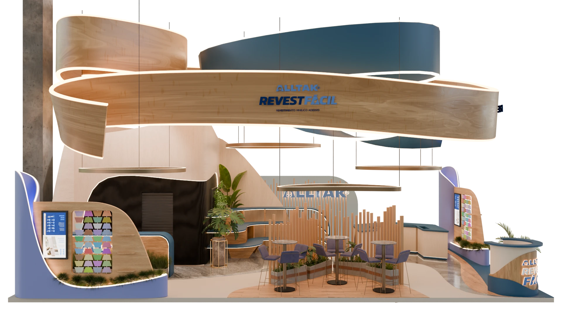 Vista frontal do stand