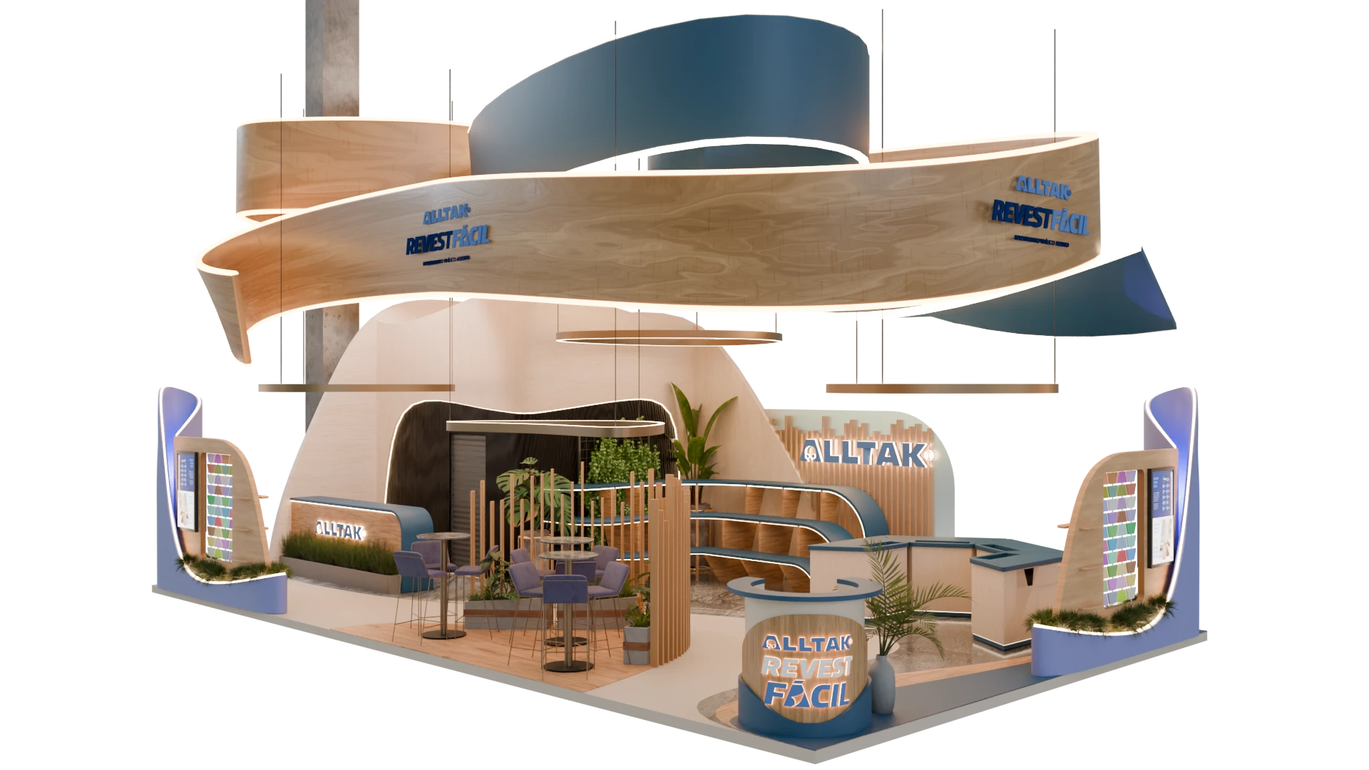 Vista em perspectiva do stand